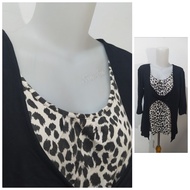 baju one-set atasan wanita hitam motif macan Leopard import PL 186