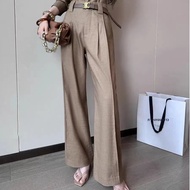 ชุดเสื้อและกางเกงผู้หญิงผ้าแคชเมียร์ผสม สีน้ำตาล สไตล์ Old Money สำหรับฤดูใบไม้ร่วง คุณภาพหรูหรา รุ่