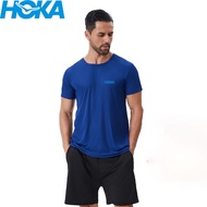 HOKA ONE เสื้อยืดแขนแขนสั้นคอกลมสำหรับผู้ชาย,เสื้อยืดแขนระบายอากาศได้ดีแห้งเร็วสำหรับกีฬากลางแจ้งดูด