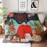 聖誕節日毯子沙發巾沙發毯掛毯裝飾背景新年聖誕樹線毯加厚