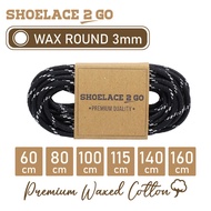 LILIN SHOELACE 2 GO PREMIUM ROUND WAX SHOELACES - WR3 - M1 - BLACK & WHITE STRIPE - 3MM - 60CM 80CM 
