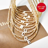 New Yumfeel 1PC Stainless Steel Necklace with Initial, Fashionable Shining Crystal, Mother of Pearl 