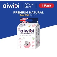 [Travel Pack] Aiwibi Baby 12 Hours Protection Premium Natural Diapers Tape & Pants (1Pack)