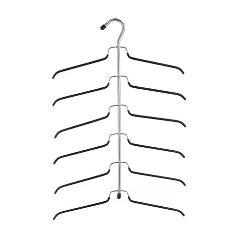 6 Tier Clothes Hanger Blouse Tree Metal Shirt Organizer Chrome Finish Closet Space Saver Wrinkle Fre