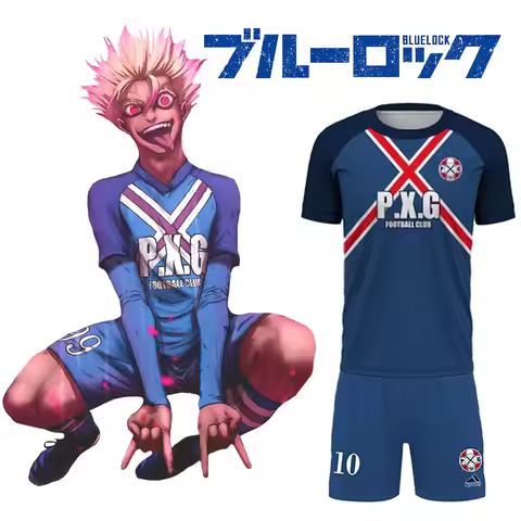 Japanese Anime Blue Lock P.X.G Jersey Football Uniform Rin Shidou Cosplay T Shirts Shorts Men And Wo