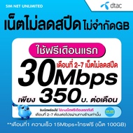 (เล่นฟรีเดือนแรก) ซิมเทพ Dtac เล่นไม่อั้นเน็ตไม่จำกัด ไม่ลดสปีด ความเร็ว 10Mbps (พร้อมพร้อมใช้ฟรี Dt