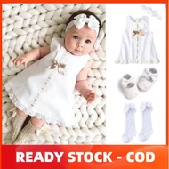 Baby Girl Dress Baptismal Christening Dress for Baby Girl Clothes Sleeveless White Dress and Bow-kno