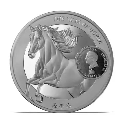 2025-2026 Samoan Horse/Snake Year 1oz Ag999 Silver Coin UNC 40*40MM