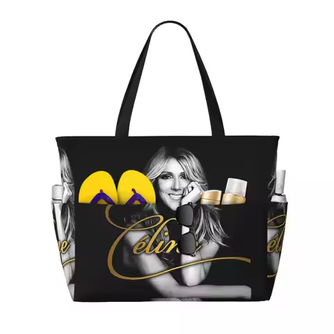 Celine Dion Beach Tote Bag Sport Gym Yoga Duffle Large Tote Bag Women Travel Bag Fitness bag