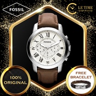 [Authentic] Fossil Grant Chronograph Brown Leather Dial Men Watch Jam Tangan Lelaki FS4735