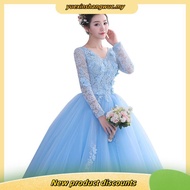 Blue & Salmon Pink Gaun Malam Pengantin Panjang Pakaian Emcee MAXI Dress Long Gala Dinner Dress Brid