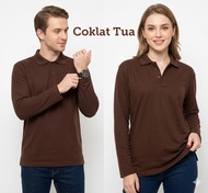 (FO PJG POLOS ) COKLAT TUA / Kaos kerah FO lengan panjang COKLAT TUA POLOS - kaos kerah polos - kao