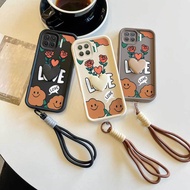 3 Pcs (Flowers with Smiling Faces Phone Case+Lanyard+Craft Embellishments) Stylish for OPPO F17 Pro/