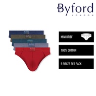 Byford Seluar Dlam Lelaki | (5 Pcs) Byford Mens 100 % Cotton Mini Brief Underwear Assorted Colours -