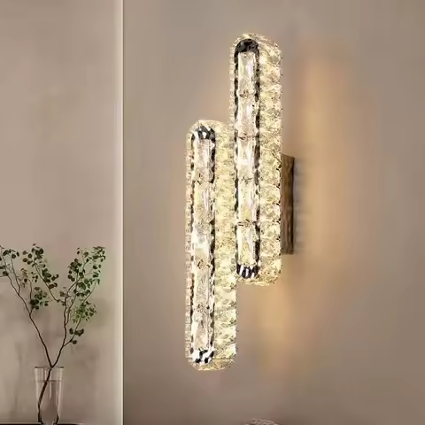 Postmodern Luxury Linear Crystal Wall Light Gold Metal Base G9 Led Wall Sconce 4 Styles Optional Bed