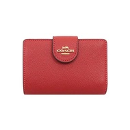 [Coach] COACH Wallet F06390 6390 1941 Red Cross Grain Leather Medium Corner Zipper Wallet Women [Outlet Product] [Brand]