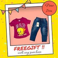 SET BAJU DAN SELUAR JEANS GLITTER