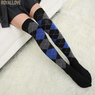 Royal Vintage Argyle Plaid Over-Knee Socks - College Style