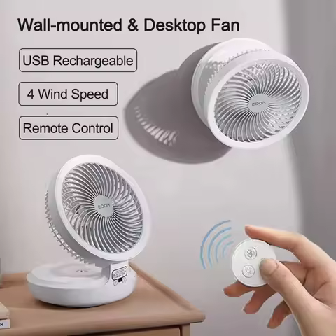 Edon E808 Wall-mounted Desktop Fan Folding Portable Electric Fan USB Rechargeable 4 Wind Speed with 