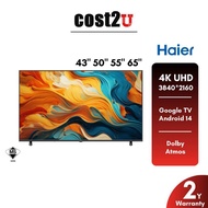 Haier 43/50/55/65" 4K UHD HDR Smart Android TV | H43K85FUX H50K85FUX H55K85FUX H65K85FUX (Google Tel