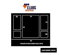 Paket Dekorasi Moulding Single Setengah Dinding Lebar 3 Meter (Langsung Pasang)
