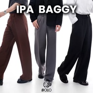 APOLLO กางเกงไม่ต้องรีด กางเกงแบ็คกี้ ขากระบอกใหญ่ ทรงสวย ไม่ต้องรีด  IPA BAGGY (3 สี) เทาM 28-29