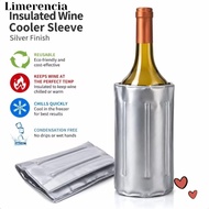 LIMERENCIA Insulated Wine Sleeve, Silver  Reusable Wine Cooler Bag, Rapid Refrigerant Gel 33cm x 18c