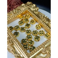 10karat Gold Four Leaf Clover Charm - size 9- 10 mm - Double-sided Puffed Grass - mix and make penda