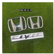 Civic FB 2012-2015 Emblem Logo Front Rear Chrome Badge Car Accessories