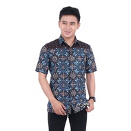 Kemeja pria lengan pendek biru tosca/Kemeja Casual biru tosca/Kemeja batik pria/Pakaian pria biru to