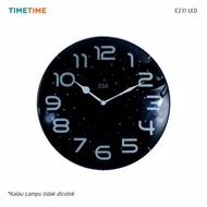 Jam Dinding Analog LED Backlight Minimalis Warna Hitam 23 cm