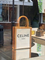 英國代購 英國outlet CELINE CABAS BAG mini tote bag 印花 米白色 帆布 小牛皮 迷你型 直式 小手袋 凱旋門 小號 托特包 手袋 單肩包 手提包 單肩袋 手挽袋 