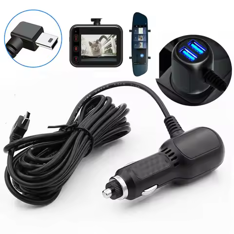 3-Types Charging Cable Dash Cam Car Charger Mini USB Cable Micro USB Power Cord Supply 12-24V Car Ch
