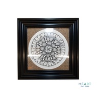 ZENTANGLE ART WHITE ZENDALA PAPER TILE WITH BLACK FRAME