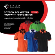 ENZO APPAREL Polo With Piping Design Polo Shirt Unisex 200gsm Adult Cotton Polyester Breathable Comf