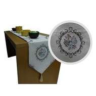 Hermosa Table Runner Flower White Black 210x32cm