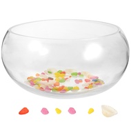 1 Set Fish Bowl Decorative Glass Bowl Round Fish Tank With Aquarium Rock