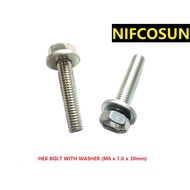 [READY STOCK] HEX BOLT WITH WASHER (M6 x 1.0 x 30mm)