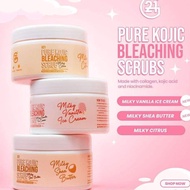 G21 Pure Kojic Bleaching Scrub Whitening Cream Collagen Kojic Acid Milky Vanilla Shea Butter Citrus