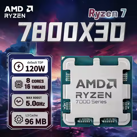 High-Performance AMD Ryzen 7 7800X3D 8-Core 16-Thread 4.2GHz 96M L3 5NM 120W AM5 DDR5 Gaming CPU - N