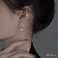 High-end Pure Silver Earrings with Circle Design925Women's Geometric Personality Niche Tassel Earrin
