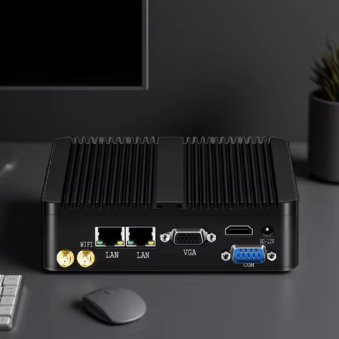 Intel Celeron J6412 N2930 J1900 Mini PC with 2xGigabit LAN 1xUSB3.0 3xUSB2.0 2xRS232 Fanless Industr