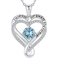 Jewelry for Women Wife Infinity Heart Birthstone I Love You Necklace S925 Anniversary Women Necklace