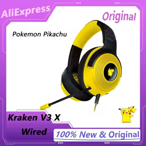 Razer Kraken V3 X Pokemon Pikachu Headworn gaming headphones air pods RGB Wired USB Gaming headphone