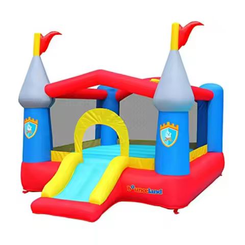 Bounceland Inflatable Bounce House Castle with Basketball Hoop for Outdoor Fun 12 ft x 9 ft x 7 ft H