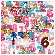 50pcs Cartoon 67 Digital Doodle Series Stickers, Suitable for Scrapbooking, Journals, Laptops, Water
