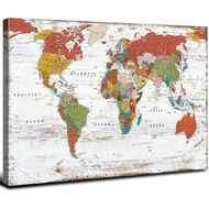 Large World Map Wall Art Office Living Room Decorations Vintage Maps of the World Pictures Canvas Print Rustic Antique World Map Paintings Posters Mod...