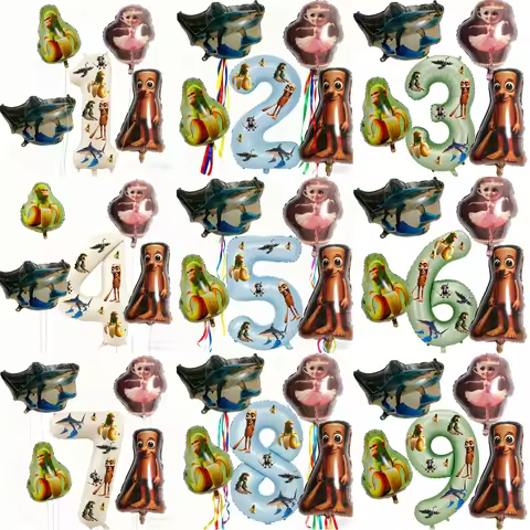 Italian Brainrot Design! 32In Number Balloon (0-9) with Stickers & 4 Characters.For Birthday, Annive