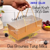 [contents 10] Brownies Cake Box 20x10x7 KRAFT STRAP Thick Laminated Mica Lid 365 Gsm Bread Cake Tart