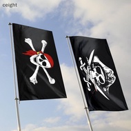 [ceight] Pirate Flag Jolly Roger Double Broken Skull With  TH